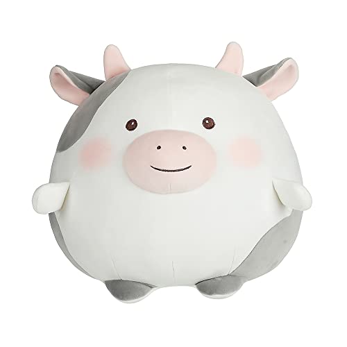 MINISO Stuffed Animals Plush Toy, Round Cow Pillow Plushies Soft Stuffed Animal Plushie Doll Gifts for Adults Kids Birthday Holiday Home Decor and Christmas