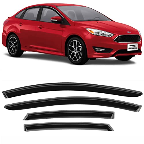 Voron Glass Tape-on Extra Durable Rain Guards for Ford Focus 2012-2018, Window Deflectors, Vent Window Visors, 4 Pieces – 120188