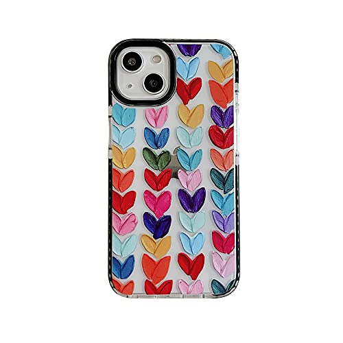 Fashion Love Hearts Clear Phone Case for iPhone 13 6.1″ Case Cute Color with Built-in Bumper Cover Shockproof Special Skin for iPhone 13 Cases (for iPhone 13)
