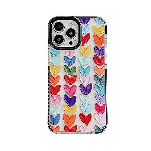 Fashion Love Hearts Clear Phone Case for iPhone 13 Pro Max 6.7″ Case Cute Color with Built-in Bumper Cover Shockproof Special Skin for iPhone 13 Pro Max Cases (for iPhone 13ProMax)