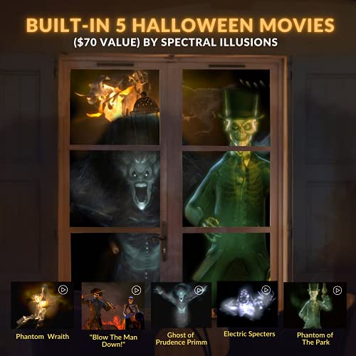 HP1 Halloween Projector for Windows, Pumpkins, Other Holographic Projections, Premium DLP LED Projector with 5 Onboard Spectral Illusions Ghosts and wraiths, Built in Speaker, 4 Hr Battery, Bluetooth | The Storepaperoomates Retail Market - Fast Affordable Shopping