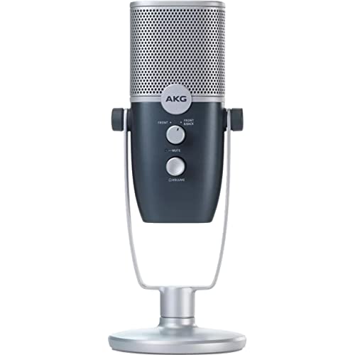 AKG Pro Audio Ara Professional USB-C Condenser Microphone, Dual Pattern Audio Capture Modes for Podcasting, Video Blogging, Gaming and Streaming, Blue and Silver