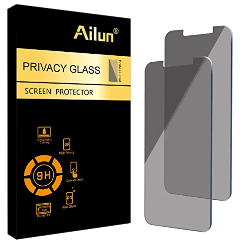 Ailun Privacy Screen Protector for iPhone 14/iPhone 13/iPhone 13 Pro [6.1 Inch] 2 Pack Anti Spy Private Tempered Glass Anti-Scratch Case Friendly [Black] [Not for iPhone 13 Pro Max]