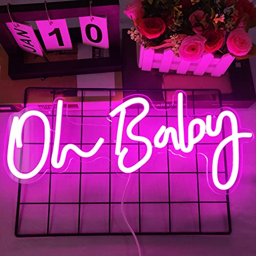 Dimmable Oh Baby Neon Sign for Wall Decor Pink Reusable Oh Baby Led Sign Oh Baby Light Up Sign Oh Baby Neon Sign for Backdrop Baby Shower Decorations,Birthday Party,Wedding Decor Pink