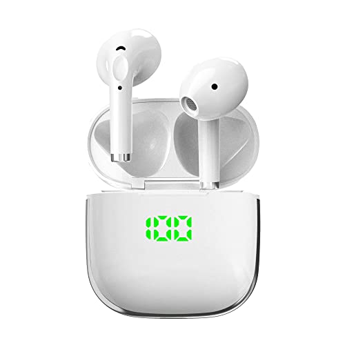 True Wireless Earbuds,Bluetooth Headphones 30H Playback Digital Power Display,Earphones with Wireless Charging Case,Ear Buds with Mic for iPhone Airpods Android White