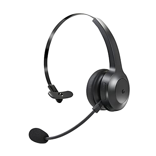 ELEVOC Wireless Headset with Microphone, Trucker Bluetooth Headset with AI Noise Cancelling, 35 Hrs Talk Time On-Ear Headphone, Mute Button for WFH, Skype, Call Center