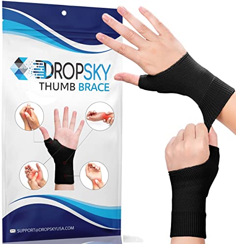 DropSky [4pcs] Gel Wrist Thumb Support Braces Soft with Gel Pad, Breathable Design, Relief Pain Carpal Tunnel, Arthritis Thumb, Fits Both Hands, Lightweight Support (Black)