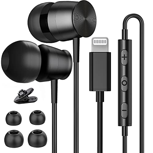 Gsangoo Lightning Headphones for iPhone 13 14 12 Pro Max MFi Certified Lightning Earbuds with Mic Noise Isolation Stereo Bass in-Ear Headphones Lightning Connector Wired Earphones for iPhone 11 XR SE