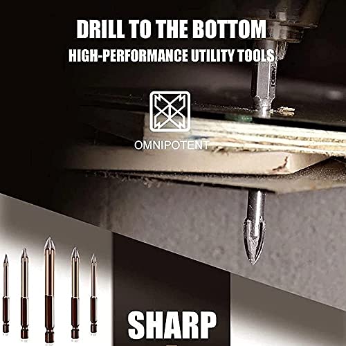 5/7PCS Efficient Universal Drilling Tool, Titanium Combination Drill Tap Bits Set, Triangle Drill Bit, Glass, Tile and Concrete Drill Bit, Multifunctional Cross Alloy Drill Bit Tip Tools (5 PCS) | The Storepaperoomates Retail Market - Fast Affordable Shopping
