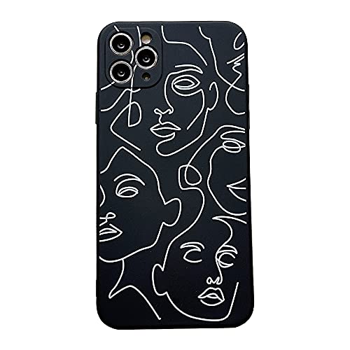 zelimeri Compatible with iPhone 11 Pro Soft Phone Case Art Line Face Painting Protective Cover Liquid Silicone Cases for Apple iPhone 11 Pro 5,8 inch – Black