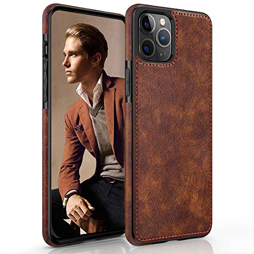 LOHASIC for iPhone 13 Pro Case, Slim Leather Luxury Business PU Non-Slip Grip Rugged Bumper Shockproof Full Body Protective Cover Phone Cases for iPhone 13 Pro 6.1″ (2021) – Vintage Brown
