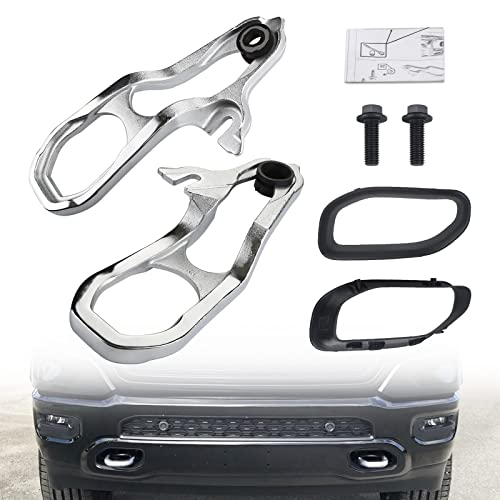 JDMON Compatible with Heavy Duty Front Tow Hook Dodge Ram 1500 2019 2020 2021 Left and Right Side with Hardware Replace 68288777AA 68288776AA Silver Forging Process