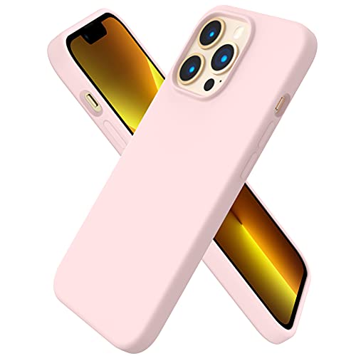 ORNARTO Compatible with iPhone 13 Pro Case 6.1, Slim Liquid Silicone 3 Layers Full Covered Soft Gel Rubber Case Cover 6.1 inch-Chalk Pink