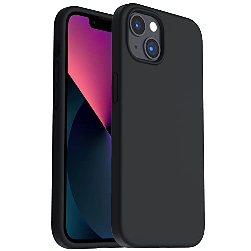 ORNARTO Shockproof Liquid Silicone Designed for iPhone 13 Case Gel Rubber Full Body Protection Anti-Shock Cover Case Drop Protection 6.1inch-Black