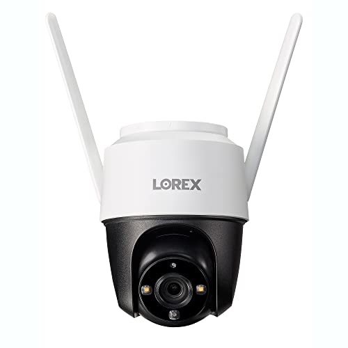 Lorex 2K Pan-Tilt Indoor/Outdoor WiFi Security Camera with 32GB MicroSD Card, Auto-Tracking, Color Night Vision, Person Detection, and Warning Light/Siren