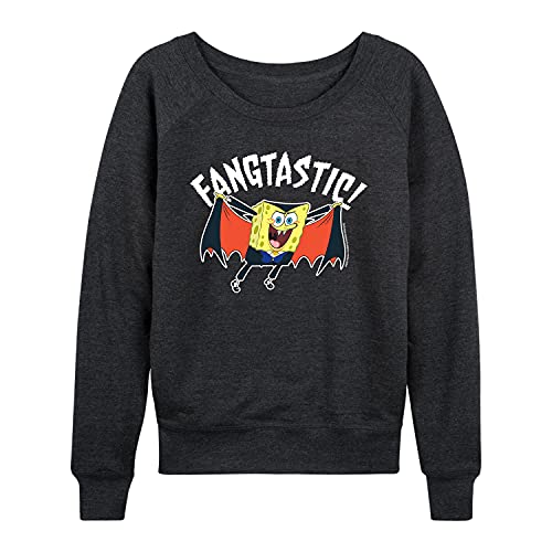 Hybrid Apparel – SpongeBob SquarePants – Fangastic – Women’s Lightweight French Terry Pullover – Size Small Heather Charcoal