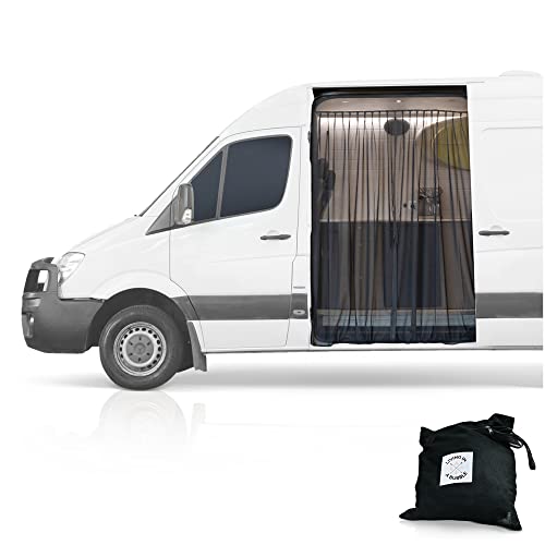Living in a Bubble Van Bug Screen for Sprinter, Ford Transit, ProMaster & Other Campervans, Universal Size Magnetic Mosquito Net for Motorhomes, RV Sliding Door Bug Mesh, Van Life Essentials (Large)