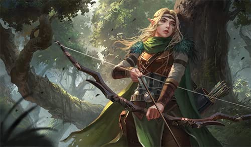 Aelwyn Alorr – Wood Elf Ranger – TCG Playmat and Mouse Pad – 24 x 14 inches – Fantasy North