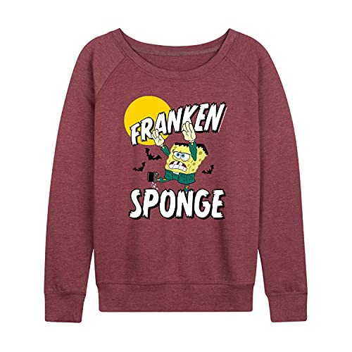 Hybrid Apparel – SpongeBob SquarePants – Franken Sponge – Women’s Lightweight French Terry Pullover – Size 2X Heather Maroon