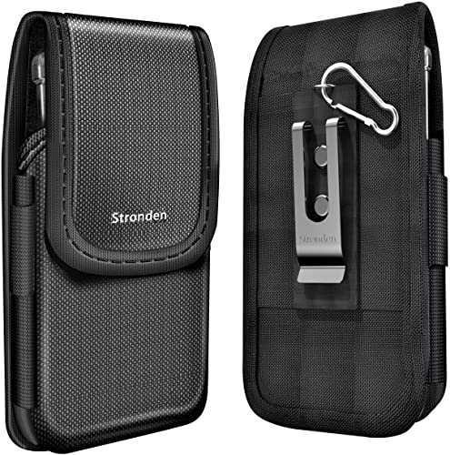 Stronden Holster for iPhone 14, 14 Pro, 13, 13 Pro, 12, 12 Pro, 11, XR – Military Grade Nylon Holster Case Rugged Pouch w/ Metal Clip (Fits Otterbox Defender/Battery Case on)