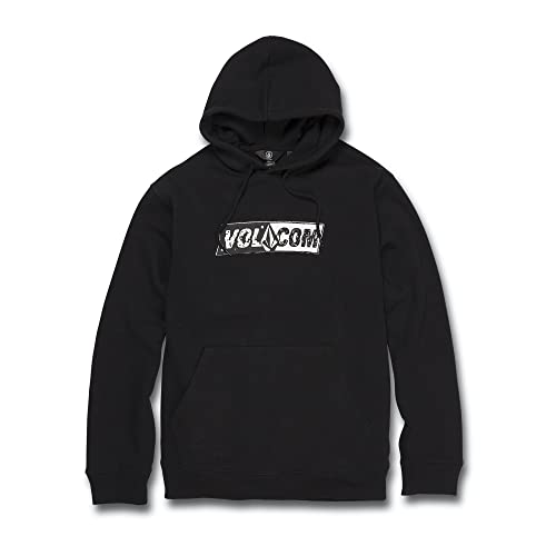 Volcom Men’s Catch 91 Pullover Hooded Fleece Sweatshirt, Black/White, Small