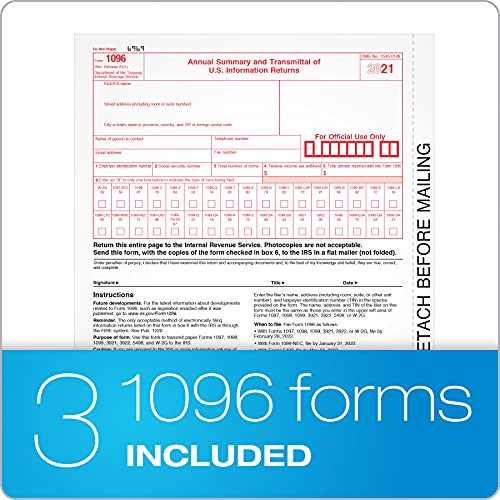 Adams 1099 NEC 3 Up 2021 Continuous Forms, 4 Part Carbonless Forms, for Pin Fed Dot Matrix Printers, with 3 1096, 20 Pack (TXA2299-NEC21) | The Storepaperoomates Retail Market - Fast Affordable Shopping