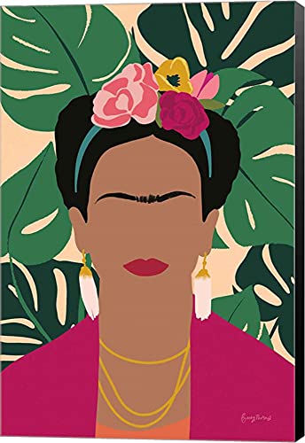 Frida Kahlo I Palms No Distress by Becky Thorns Canvas Art Wall Picture, Museum Wrapped with Black Sides, 8 x 12 inches
