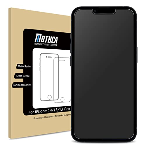 Mothca Matte Glass Screen Protector for iPhone 14/iPhone13/13 Pro Anti-Glare & Anti-Fingerprint Tempered Glass Clear Film Case Friendly Easy Install Bubble Free for iPhone 14/13/13 Pro 6.1-inch Smooth as Silk