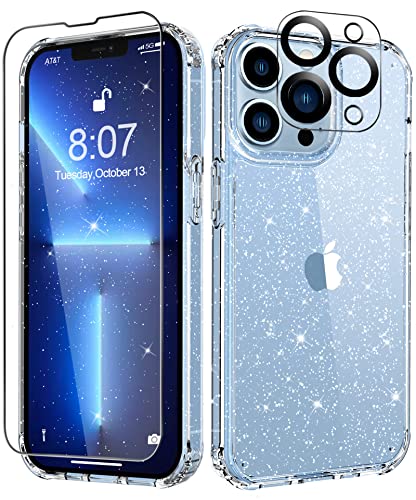 MIODIK Compatible with iPhone 13 Pro Case Clear Glitter, Crystal Women Girls Solid TPU Protective Shockproof Scratch-Proof Phone Case, Slim for iPhone 13 Pro Cover 6.1 inch – Twinkle Clear
