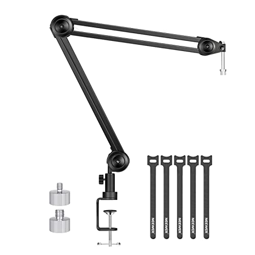 Neewer Microphone Arm Stand, Heavy-Duty Mic Arm Microphone Stand Suspension Scissor Boom Stand with 5/8” to 3/8” & 5/8” to 1/4” Screw and Cable Tie Compatible with Blue Yeti/Snowball/QuadCast (Medium)