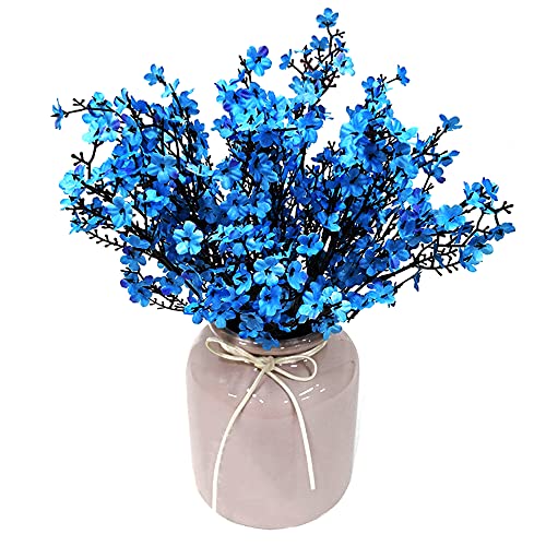 6Pcs Baby Breath Flowers Faux Artificial Gypsophila Bouquet Fake Silk Flower Real Touch Flower for Wedding Party Decoration Bouquets Real Touch DIY Home Garden (Blue)