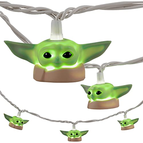 STAR WARS Baby Yoda String Light, The Mandalorian, The Child, Grogu, 5000K Cool White, 10 LED Lights, Indoor/Outdoor, Collector’s Edition, Ideal for Kid’s Bedroom, Christmas Gift, 10 Feet, 53739
