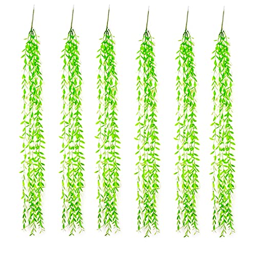 Zpollo 6Pcs Artificial Vines Fake Greenery Garland Willow Leaves with Total 60 Stems Hanging for Wedding Garden Party Wall Home Decoration