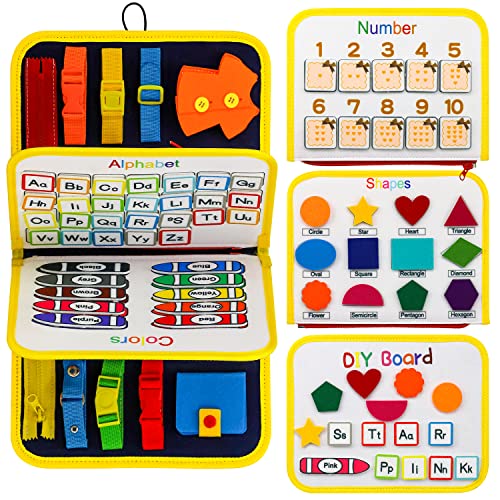HarVow Felt Montessori Busy Books for Toddlers, Busy Boards Multiple Themes, Busy Book Portable Autism Toys can Zipper Removable, Easy Reusable for Preschool Sensory Busy Activities Learning Busy Toy