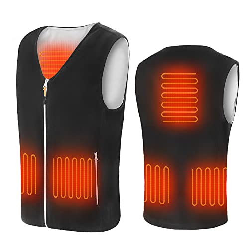 Anoopsyche Heated Vest for Men Women, USB Rechargeable Lightweight Heated Jacket Body Warmer Outdoor Black L