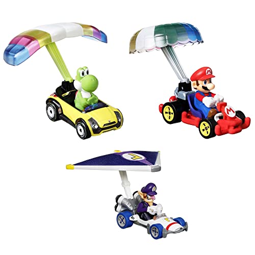 Hot Wheels Super Mario Character Car 3-Packs with 3 Character Cars in 1 Set, Gift for Kids & Collectors Ages 3 Years Old & Up
