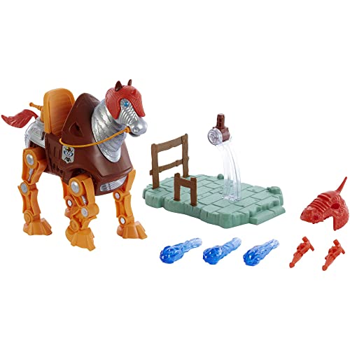 Masters of the Universe Origins Stridor Action Figure, 7 in Tall Robot Horse with Projectile Launcher, 3 Plasma Blasts, Helmet & Bridle with Cord, Collectible Gift for Motu Fans Ages 6 Years & Older