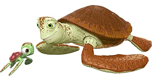 Disney Pixar Featured Favorites Crush & Squirt Finding Nemo Collectable Turtle Figures, Highly Posable with Authentic Look, Collectors Gift Ages 6 Years & Up