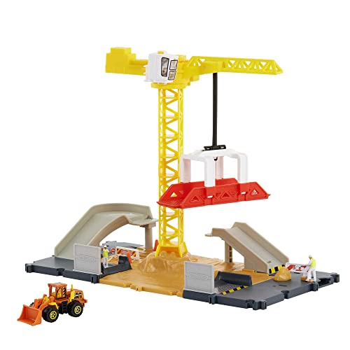 Matchbox Action Drivers Construction Playset, Moving Crane, Car-Activated Features, Includes 1 Matchbox Toy Bulldozer, for Kids 3 Years Old & Older