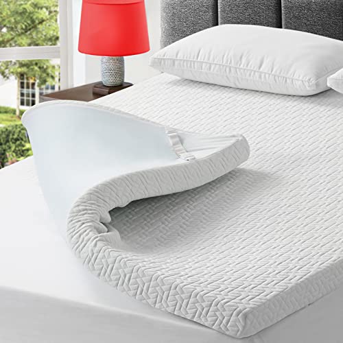 3 Inch King Size Gel Memory Foam Mattress Topper , Cooling Mattress Pad Cover for Back Pain, Bed Topper with Removable Bamboo Cover，Soft & Breathable
