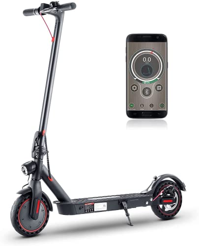 iSinwheel Electric Scooter,350W Motor, Up to 17 Miles Range, Top Speed 19 MPH, 8.5″ Solid Tires, Dual Suspensions, Foldable Electric Scooter Adult with Dual Braking System, Cruise Control& App(i9 Pro)