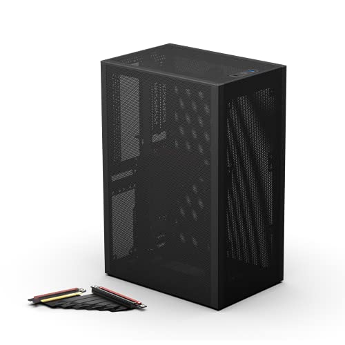 SSUPD Meshlicious Mini-ITX Small Form Factor (SFF) Case – Full Mesh Side Panel with PCIe Riser Cable – Tool-Free and Easy Accessibility (PCIE 4.0 Riser Cable, Black)