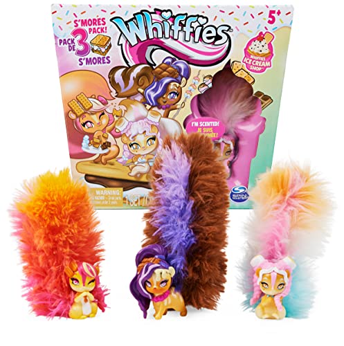 Whiffies, S’mores 3-Pack, Collectible Animals with Scented Plush Tails, Kids Toys for Girls Ages 5 and Up