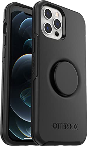 OtterBox + PopGrip Symmetry Series Case for iPhone 12 Pro Max (ONLY), Built-in Popsocket – Non Retail Packaging (Black)