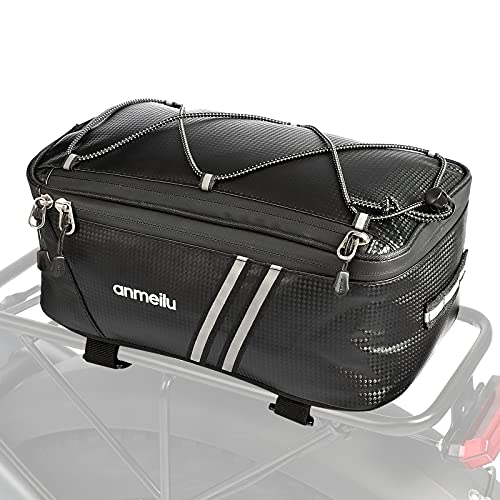 Bike Rack Bag, Waterproof Bicycle Trunk Pannier Rear Seat Bag Cycling Bike Carrier 8L Large Capacity, With Waterproof Cover (Black)