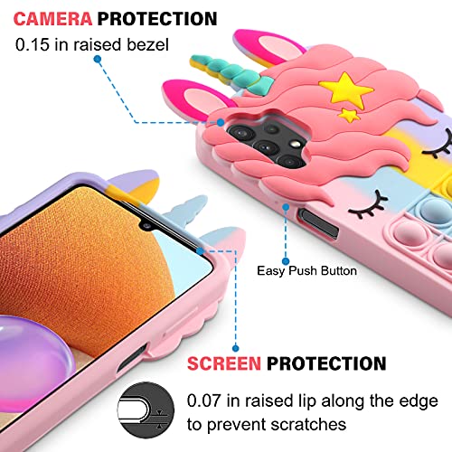 HoneyAKE Fidget Toys Phone Case for Galaxy A32 5G Phone Case Bubble Bumper Protective Soft Silicone Shockproof Stress Reliever Pop Fun Phone Cover Shell Women Girls Case for Samsung Galaxy A32,Rainbow | The Storepaperoomates Retail Market - Fast Affordable Shopping