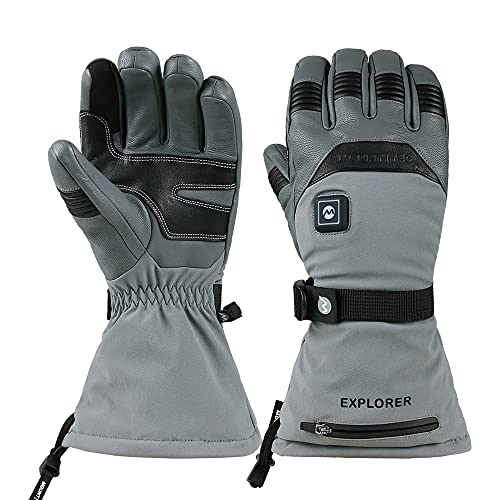 MOUNT TEC Explorer 5 Ski & Snow Gloves – Waterproof & Windproof Winter Snowboard Gloves for Men & Women Heated Gloves for Cold Weather Skiing & Snowboarding (Grey, X-Small)