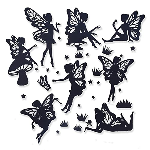 CrafTreat Fairy Laser Cut Chipboard Embellishments for Crafting – Laser Cut Chipboard Fairies (Set of 8) – Size: 5.76X6 Inches – Fairy Silhouette Cutouts – Fairy Cutouts for Crafts