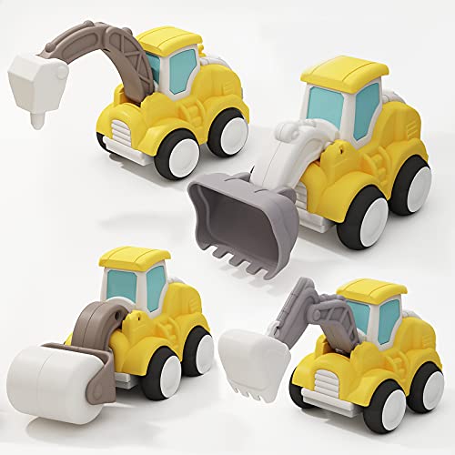 Deejoy Cars Toys for 1 2 3 4 Year Old Boys – 4 Pack Construction Trucks Push Go Car Toddler Toys Age 1-2,Friction Powered Car Vehicle Toys for Toddlers 1-3,Birthday Gifts Baby Kids Girls 12-18 Months