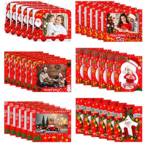 Zonon 30 Pieces Christmas Photo Frame Ornaments Family Picture Frame Hanging Ornaments for Xmas Tree Happy Holiday Party New Year Best Wishes Picture Photo Decoration (Regular Size)